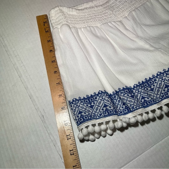 High Waist White and Blue Athletic Shorts - Picture 8 of 9